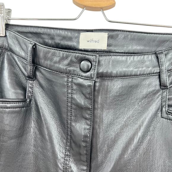 Aritzia Wilfred Beatrix Pants Flared High Waist Faux‎ Leather Black Size 10 - Picture 4 of 14
